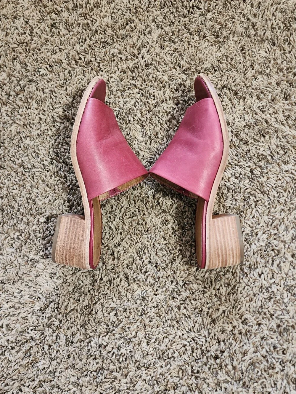 Frye Women's Open Toe Slide Mule Block Heel Plum Color 8.5 Cottagecore - Picture 9 of 13